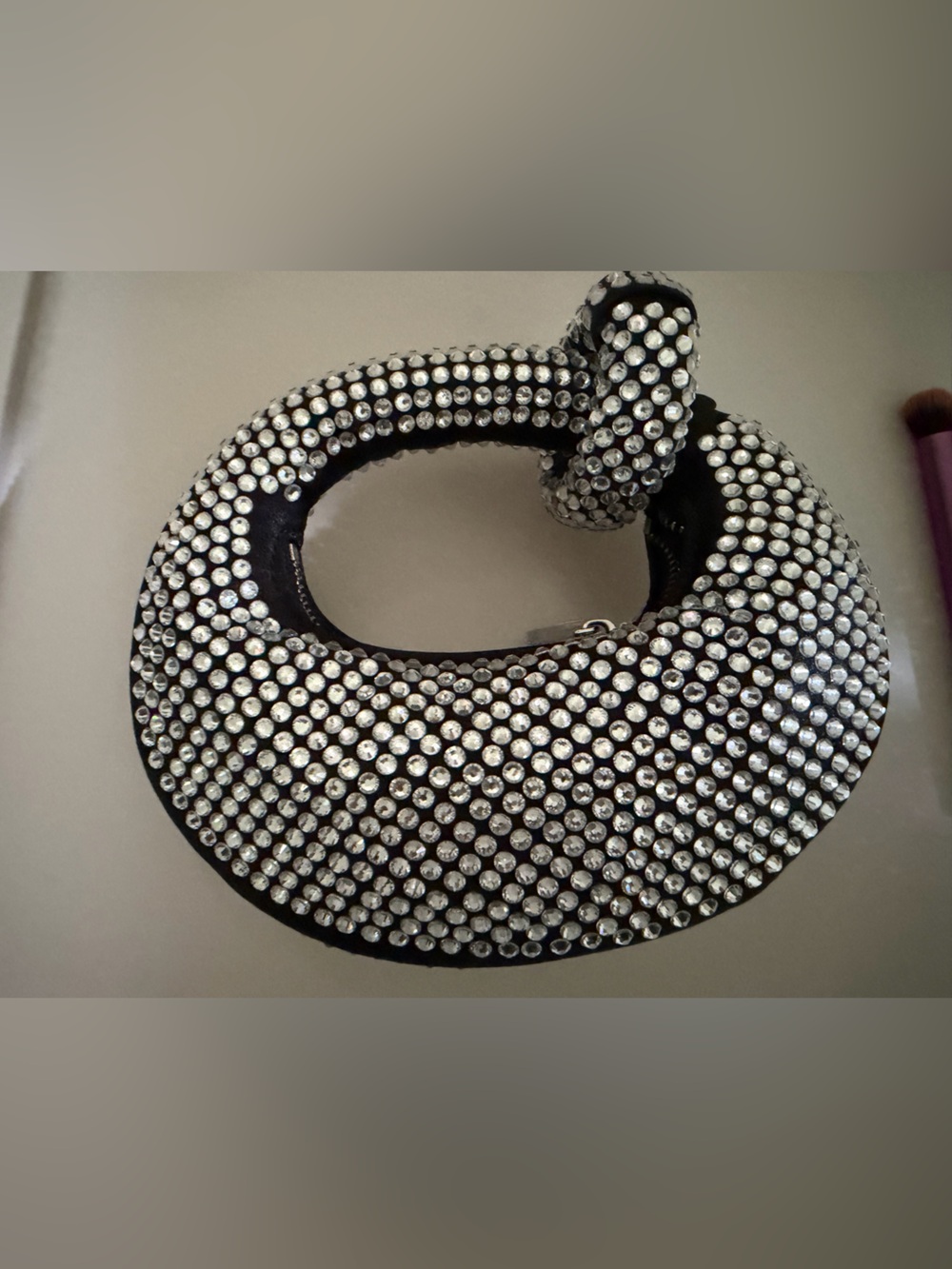 JW Pei Crystal-Embellished Black Crescent Bag